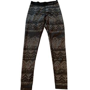 Nike Pro Dri-Fit Zig-Zap Print Black & Gray Leggings Size Small